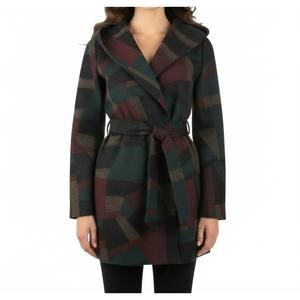 NEW EVETTE & K wool hooded wrap coat in multi